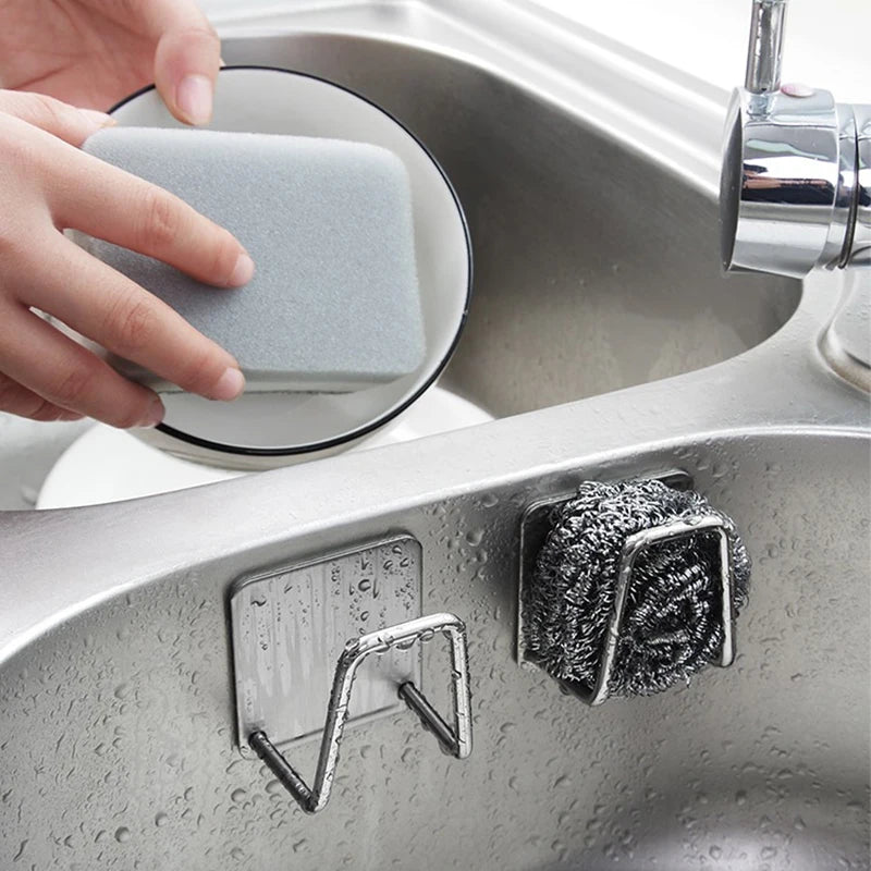 Stainless Steel Sink Sponge Rack For Sponge Steel Wire Ball Draining Paste The Inner Wall Of The Sink Kitchen Supplies