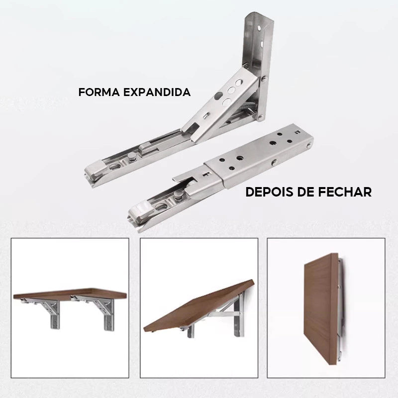 [2 Pcs]Suporte  Retrátil  De Mesa Dobrável Dobrável Reforçada Tampo Mesa - Preto E Branco E Prata